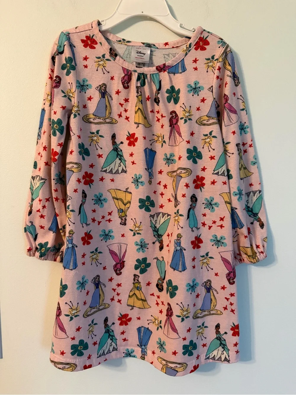 Hanna Andersson Disney Girls Pink Princess Print Long Sleeve Dress